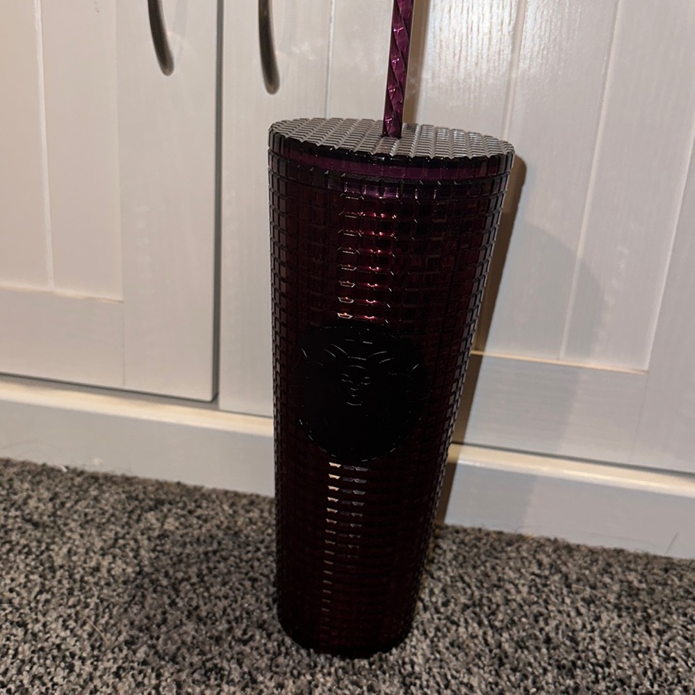 Starbucks berry plum grid disco Christmas holiday cup